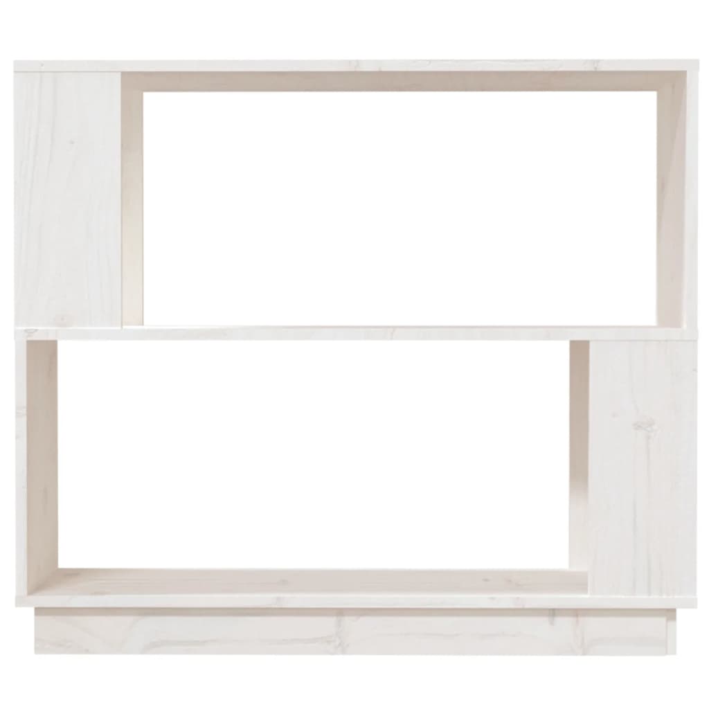 Bokhylle/romdeler hvit 80x25x70 cm heltre furu