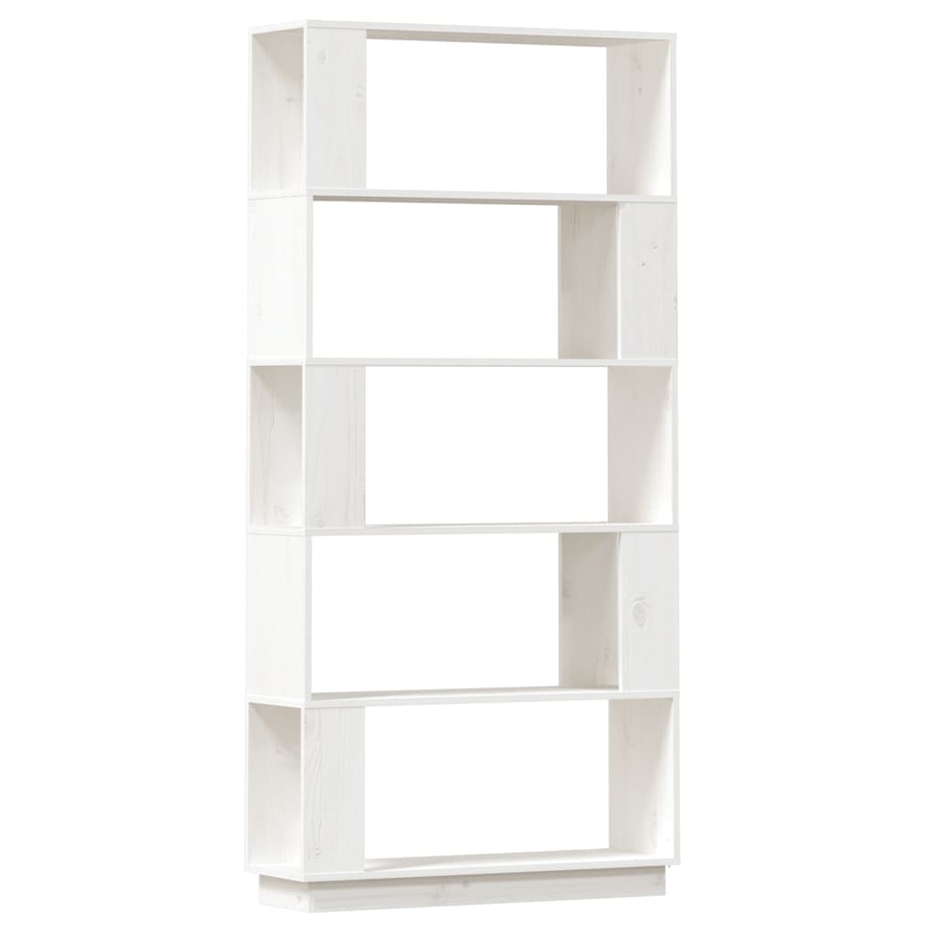 Bokhylle/romdeler hvit 80x25x163,5 cm heltre furu
