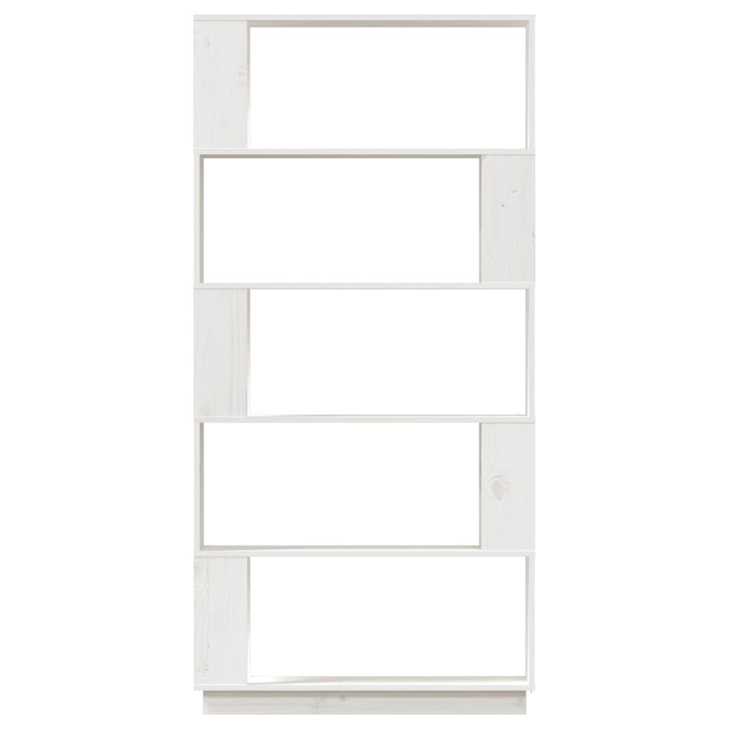 Bokhylle/romdeler hvit 80x25x163,5 cm heltre furu