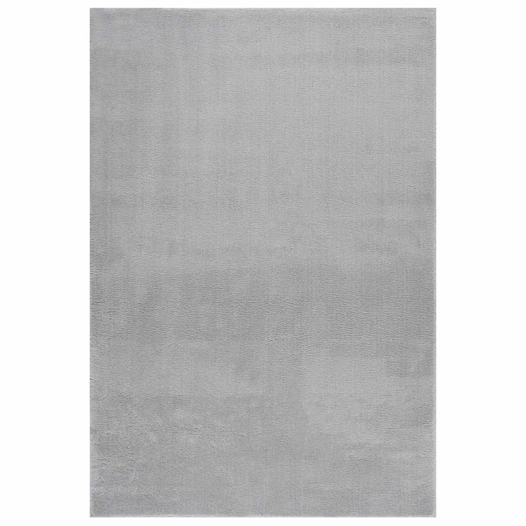 Vaskbart teppe mykt kort lugg 160x230 cm sklisikkert grå