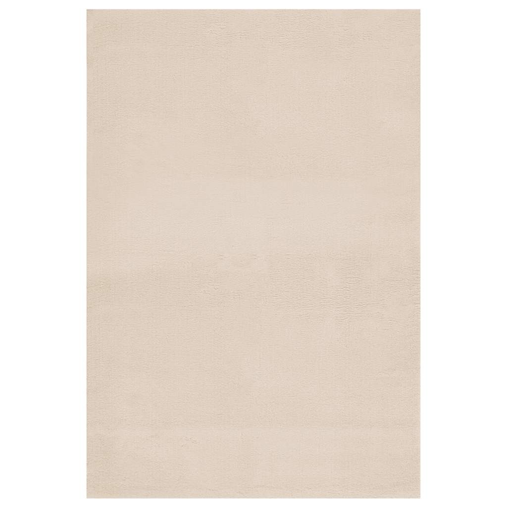 Vaskbart teppe mykt kort lugg 160x230 cm sklisikkert beige