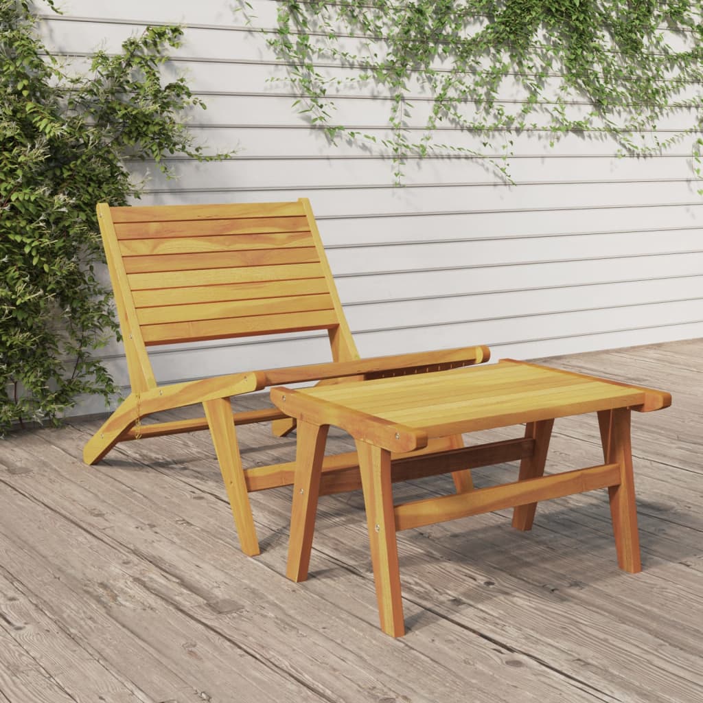 Hagestol med fotstøtte heltre teak