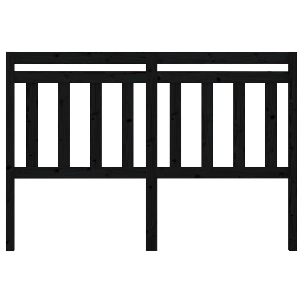 Sengegavl svart 126x4x100 cm heltre furu