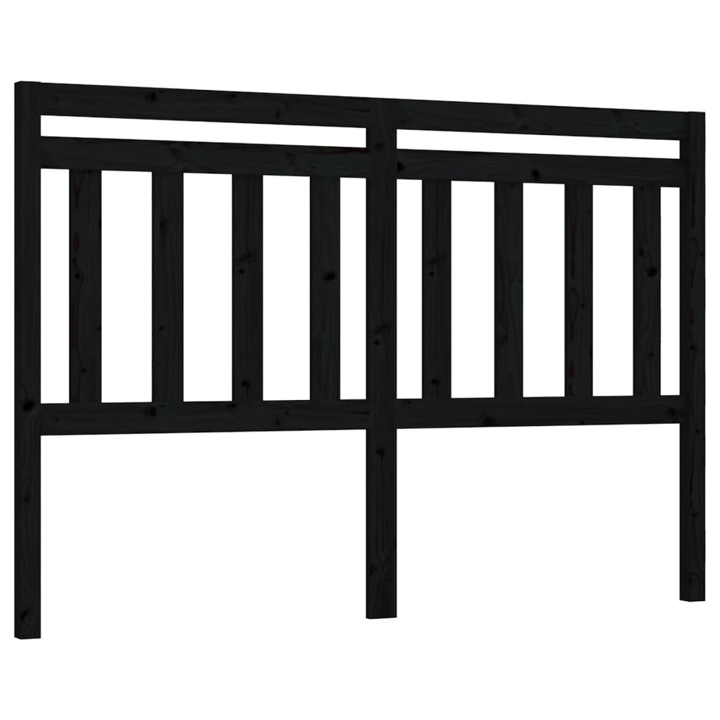 Sengegavl svart 146x4x100 cm heltre furu