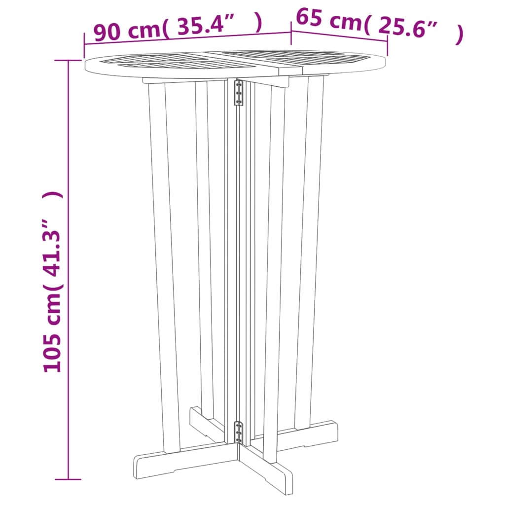 Foldbart barsett 5 deler heltre teak