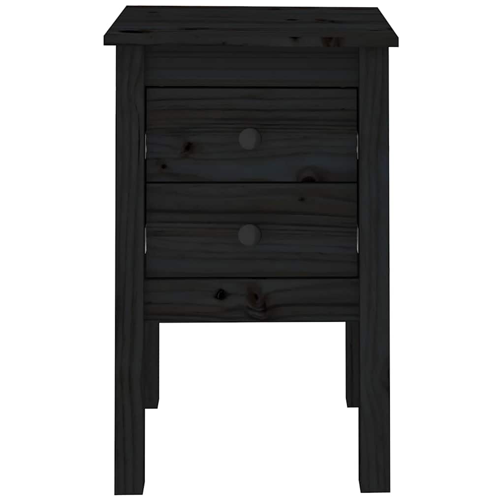 Nattbord 2 stk svart 40x35x61,5 cm heltre furu