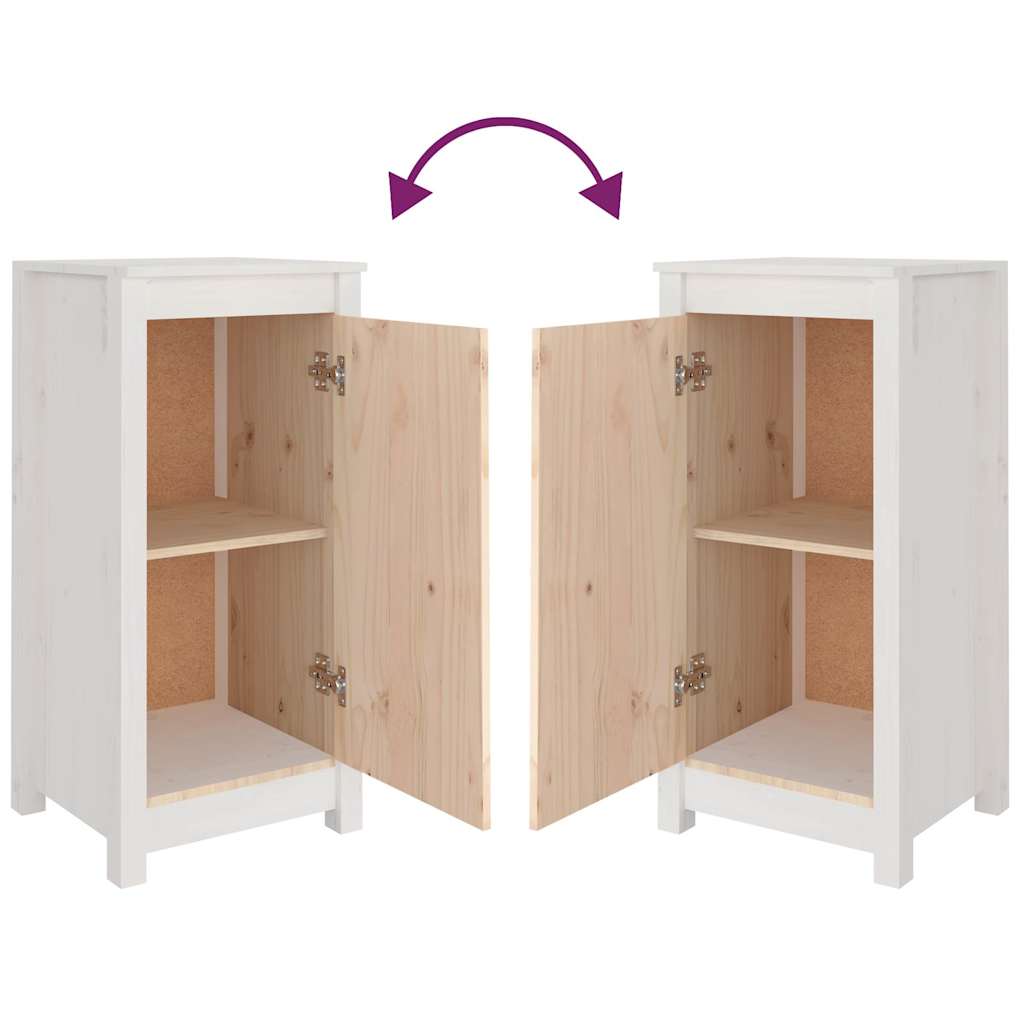 Skjenker 2 stk hvit 39x35x80 cm heltre furu