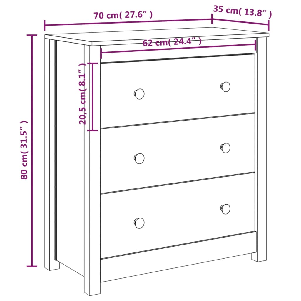 Skjenk 70x35x80 cm heltre furu