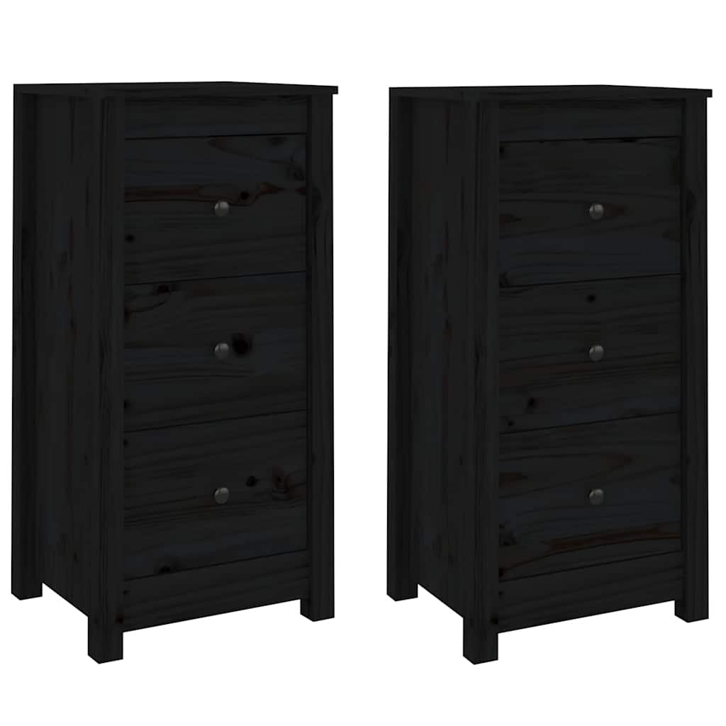 Skjenker 2 stk svart 40x35x80 cm heltre furu