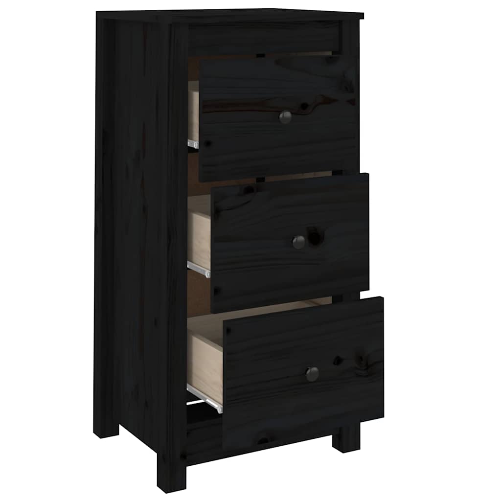 Skjenker 2 stk svart 40x35x80 cm heltre furu