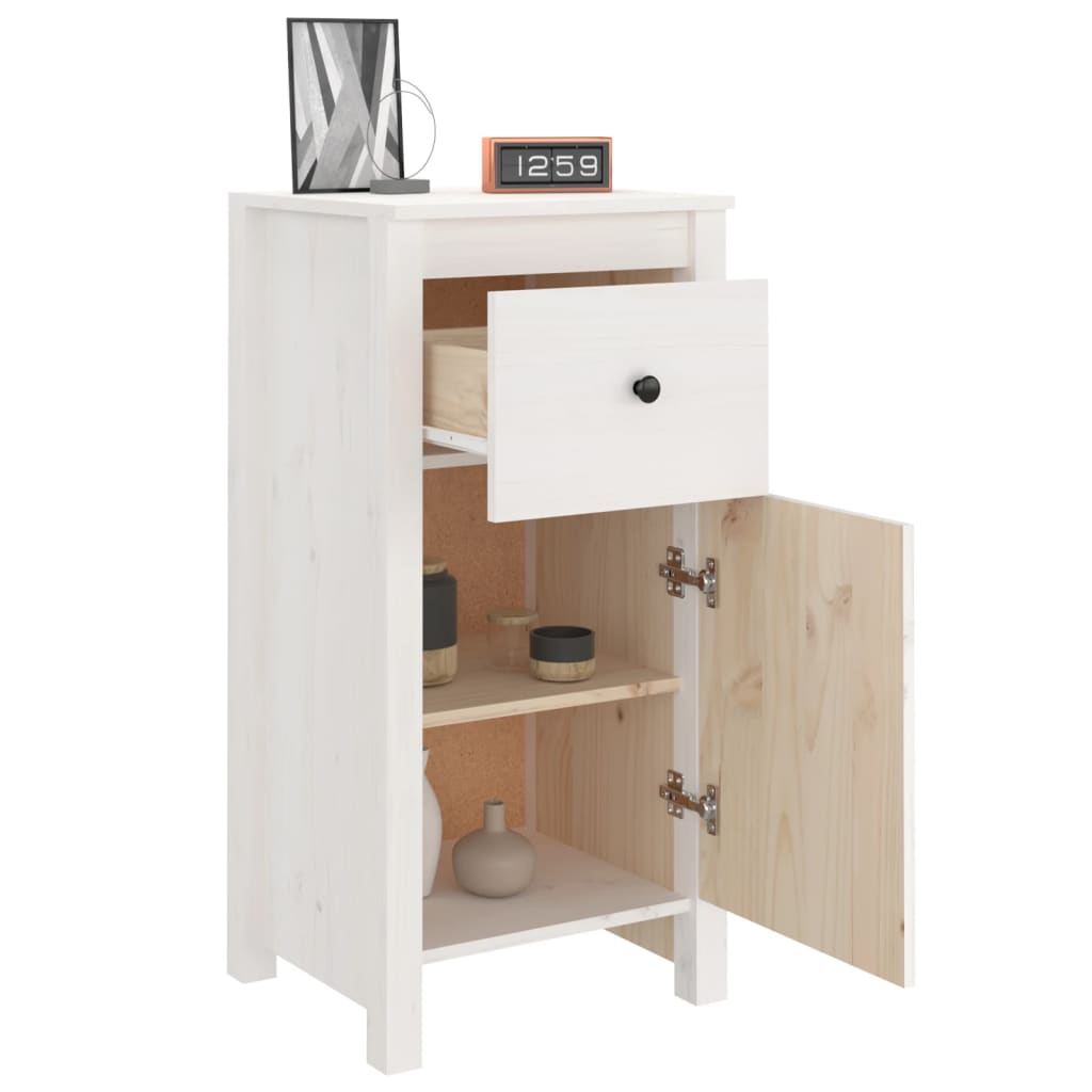 Skjenker 2 stk hvit 40x35x80 cm heltre furu