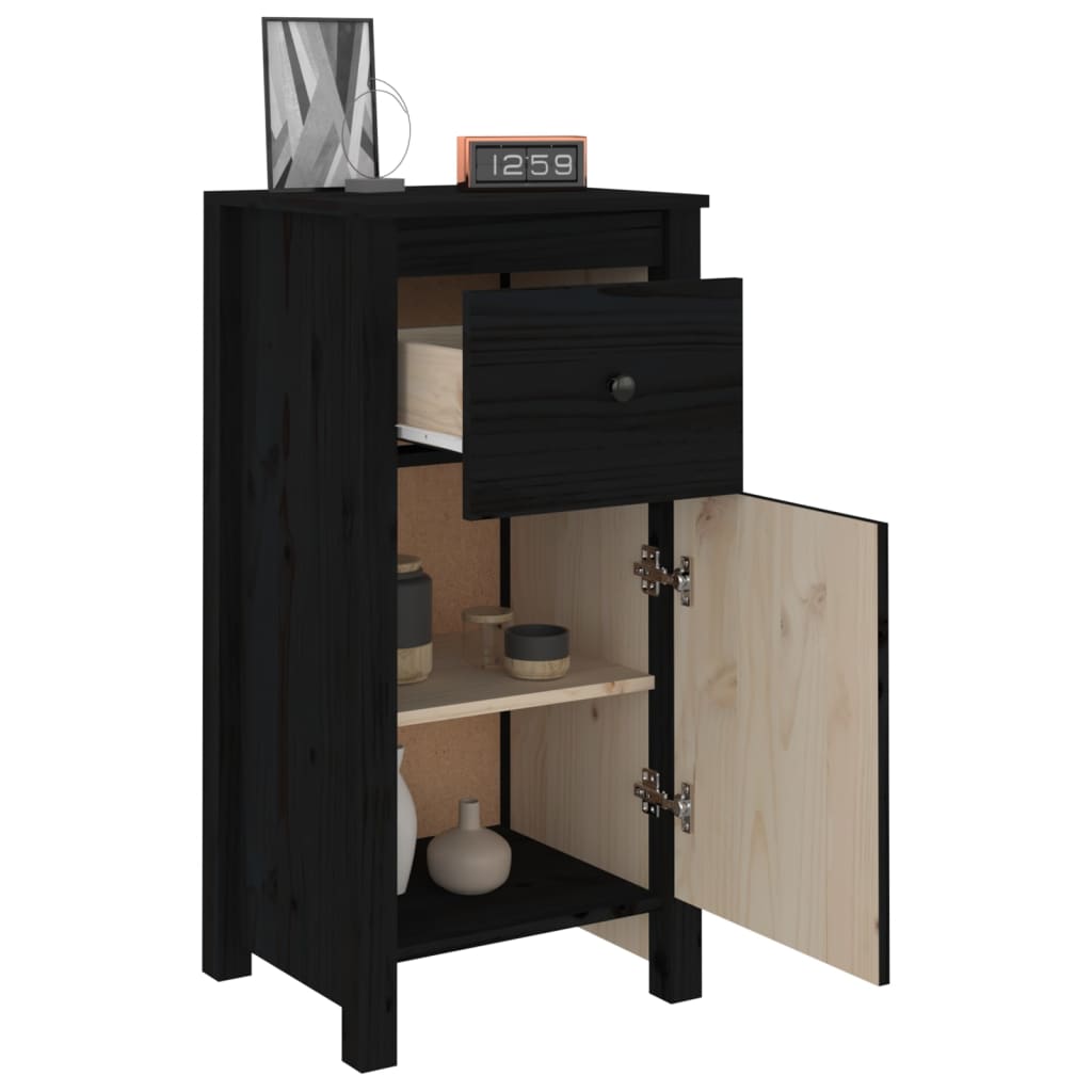 Skjenker 2 stk svart 40x35x80 cm heltre furu