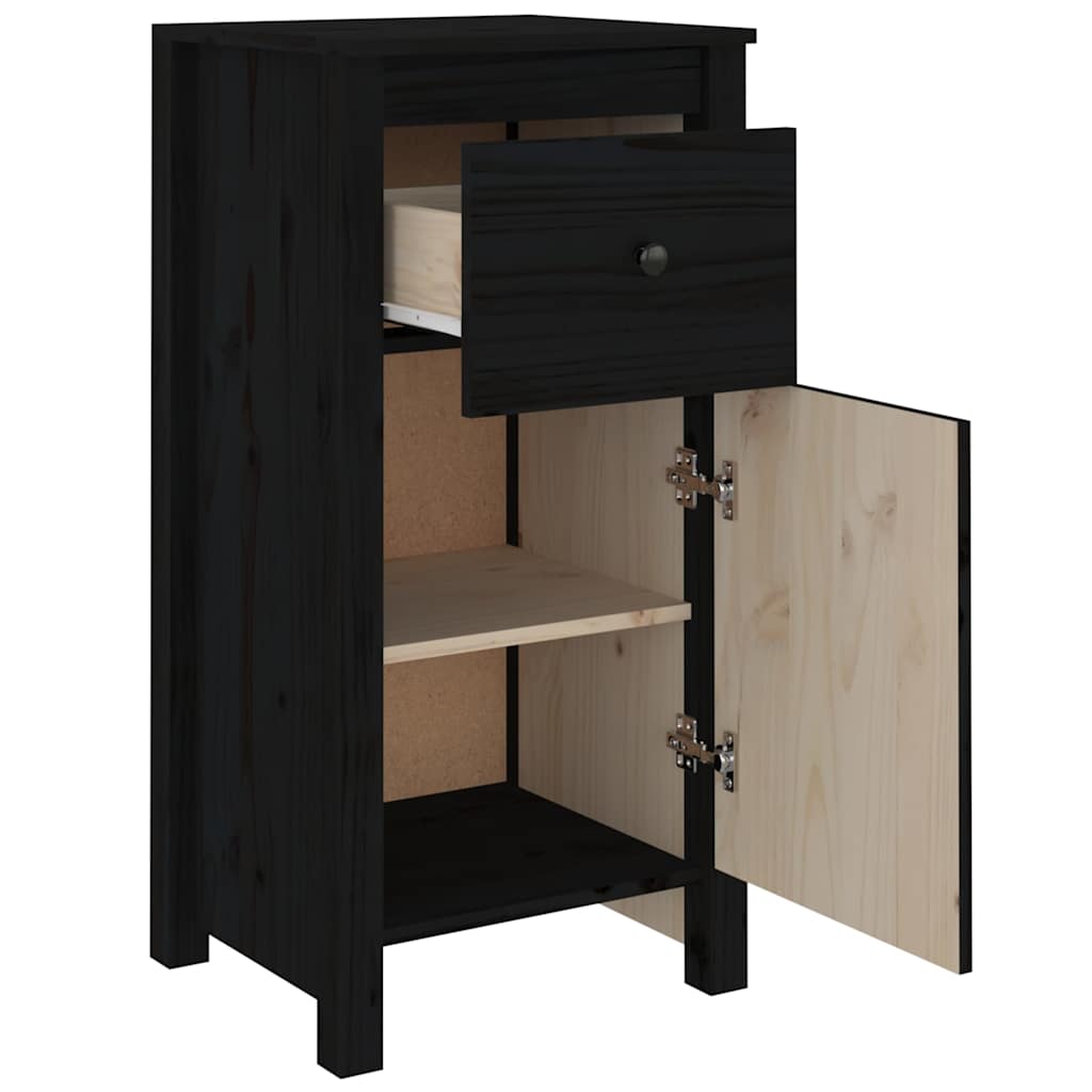Skjenker 2 stk svart 40x35x80 cm heltre furu