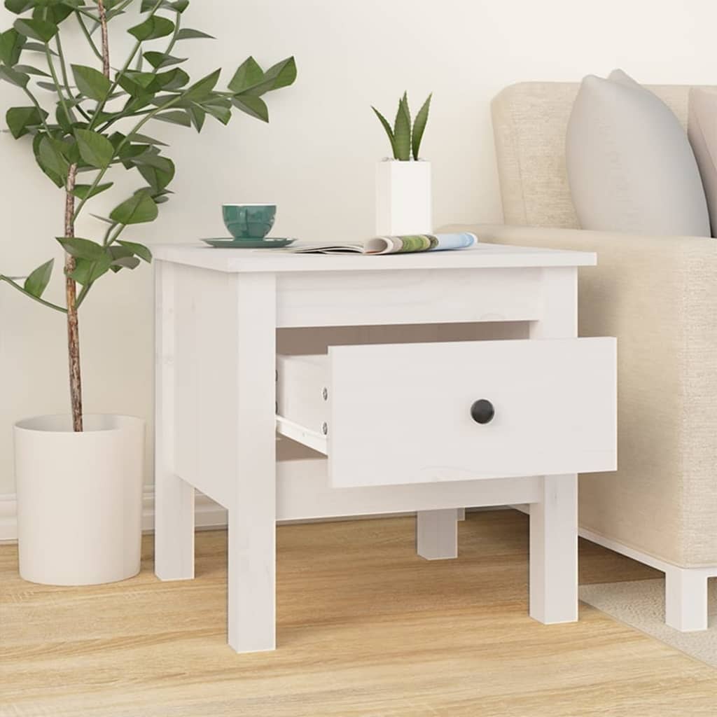 Salongbord hvit 40x40x39 cm heltre furu