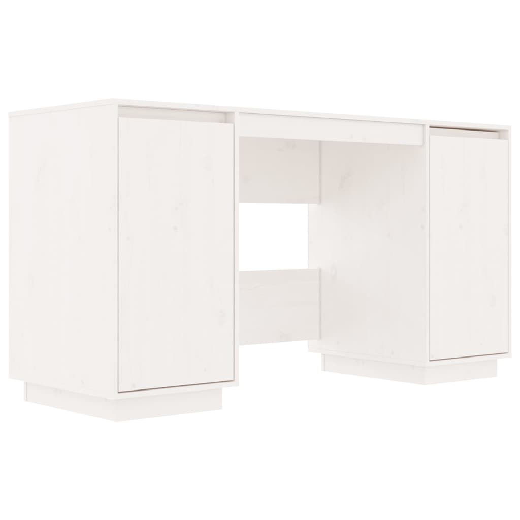 Skrivebord hvit 140x50x75 cm heltre furu vidaXL