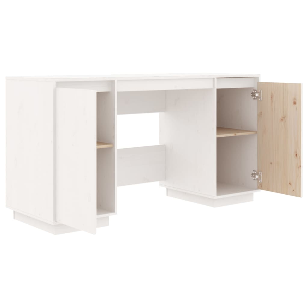 Skrivebord hvit 140x50x75 cm heltre furu vidaXL