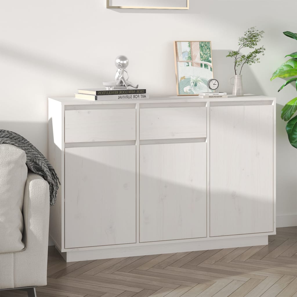 Skjenk hvit 110x34x75 cm heltre furu vidaXL