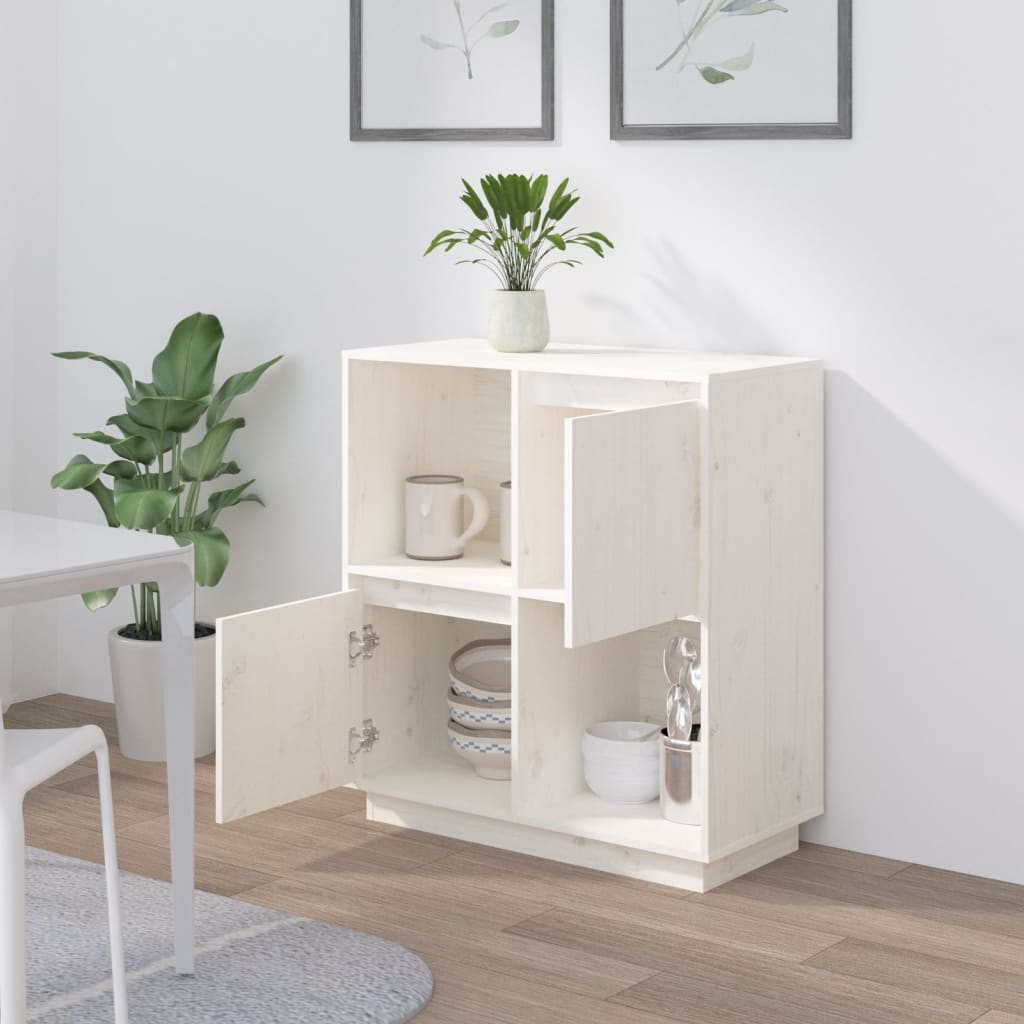 Skjenk hvit 74x35x80 cm heltre furu