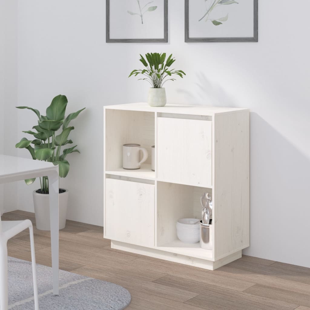 Skjenk hvit 74x35x80 cm heltre furu