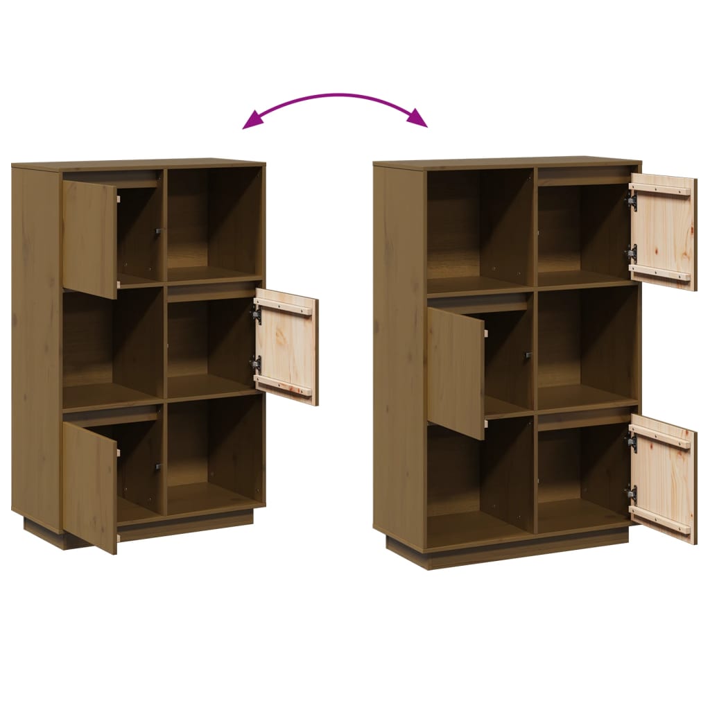 Highboard honningbrun 74x35x117 cm heltre furu