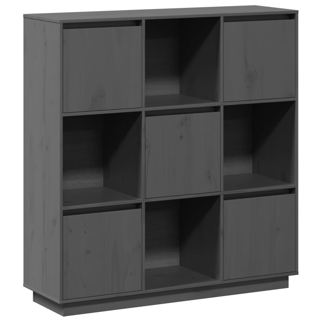 Highboard grå 110,5x35x117 cm heltre furu