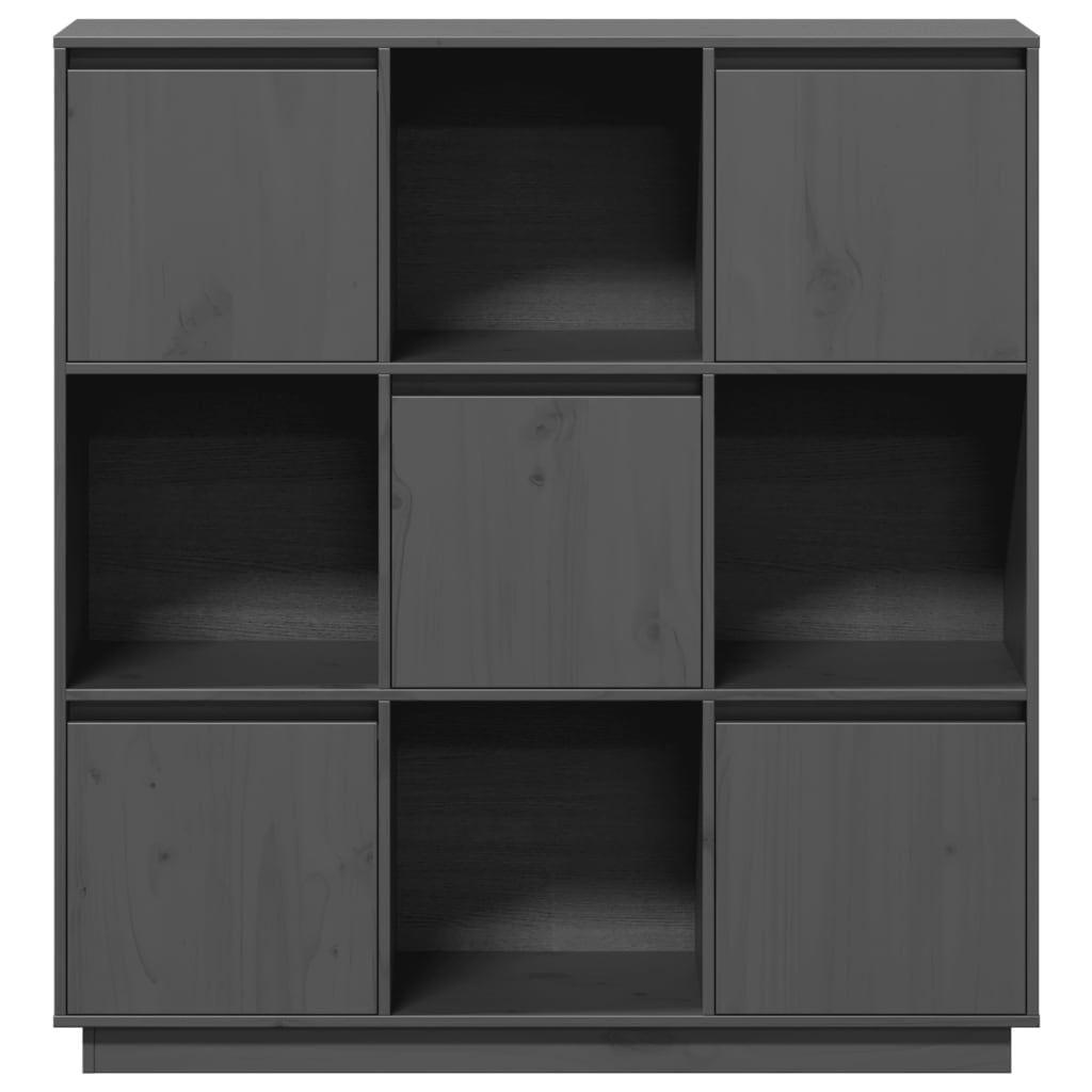 Highboard grå 110,5x35x117 cm heltre furu
