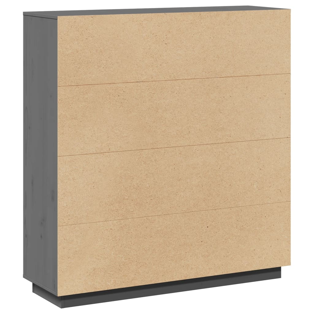 Highboard grå 110,5x35x117 cm heltre furu