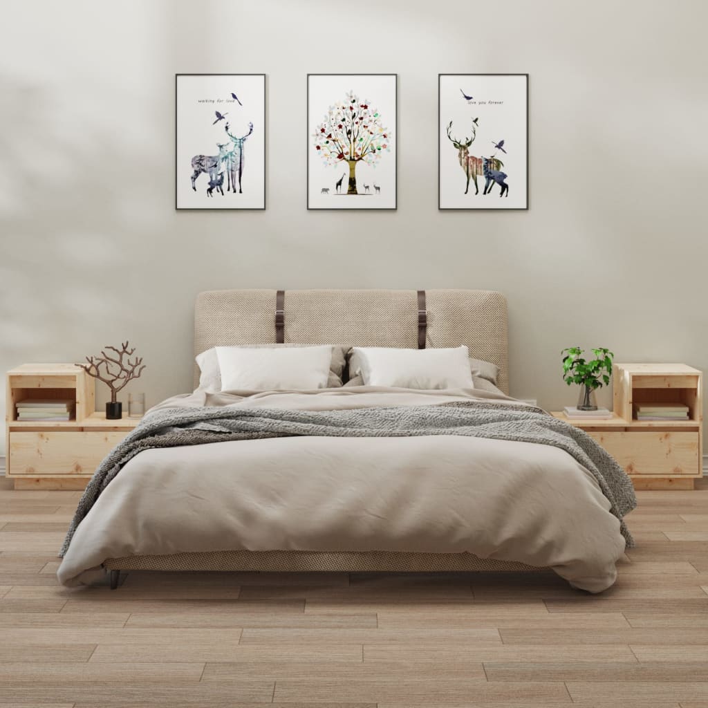 Nattbord 2 stk 60x34x51 cm heltre furu