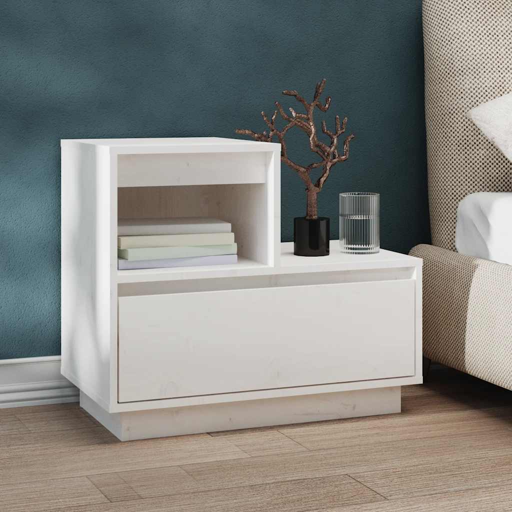 Nattbord 2 stk hvit 60x34x51 cm heltre furu