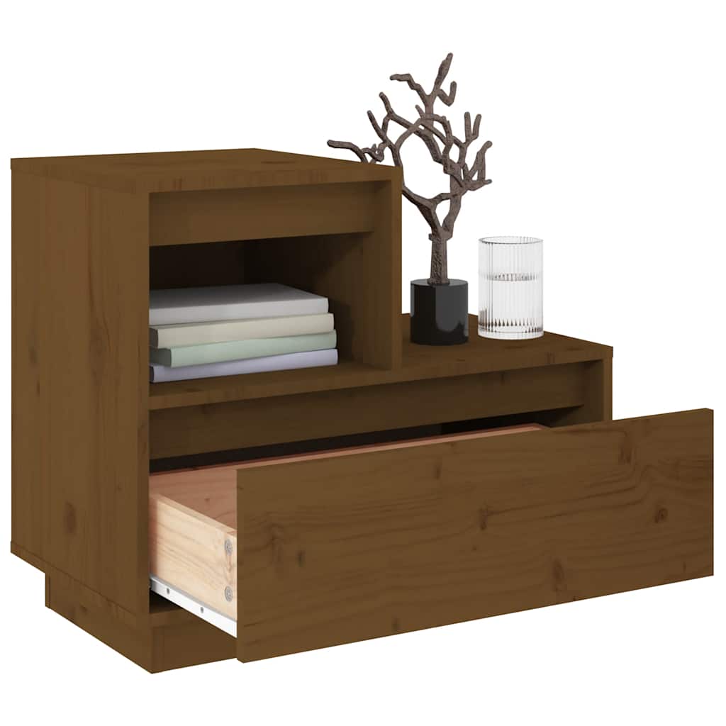Nattbord 2 stk honningbrun 60x34x51 cm heltre furu