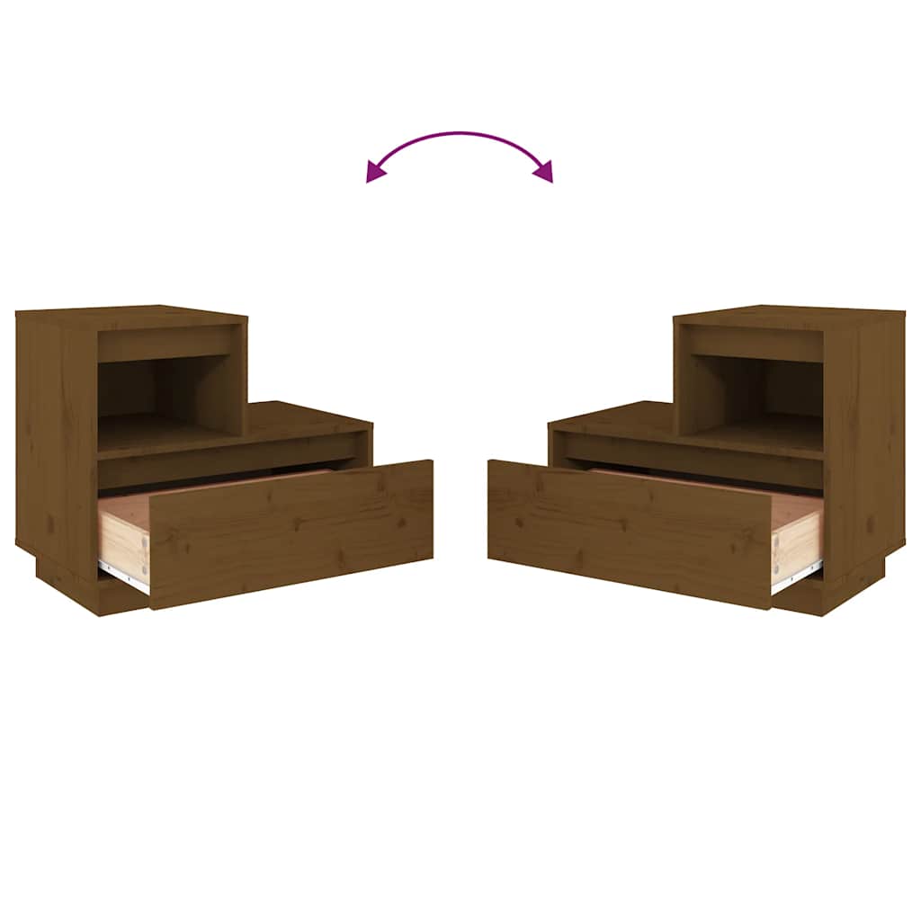 Nattbord 2 stk honningbrun 60x34x51 cm heltre furu