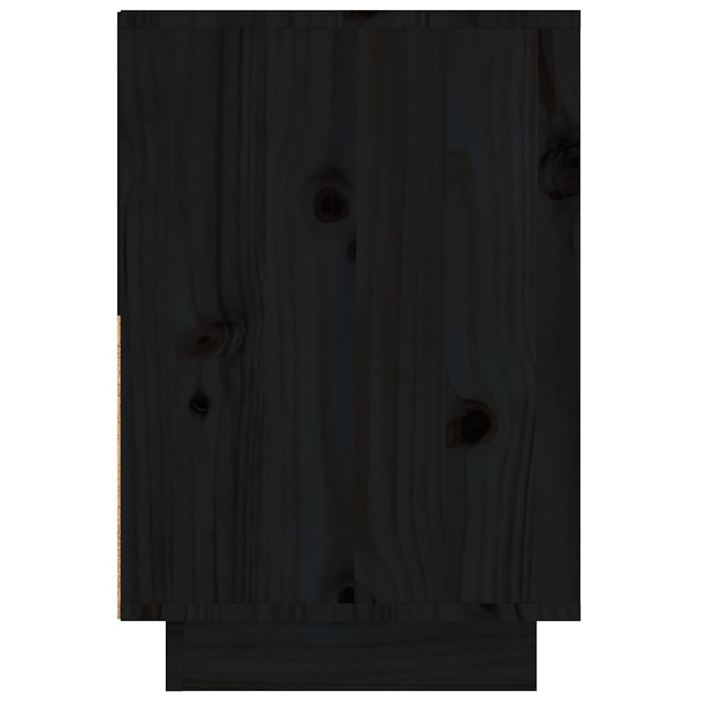 Nattbord 2 stk svart 60x34x51 cm heltre furu