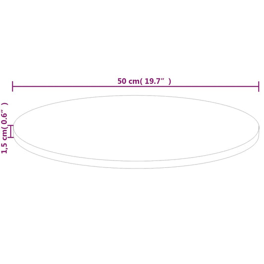 Rund bordplate Ø50x1,5 cm ubehandlet heltre eik