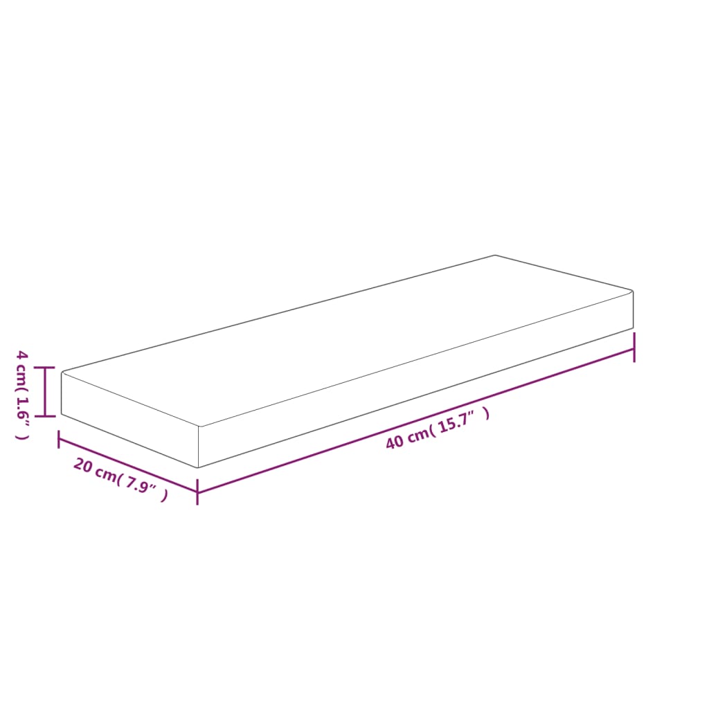 Hylleplate 40x20x4 cm ubehandlet heltre eik