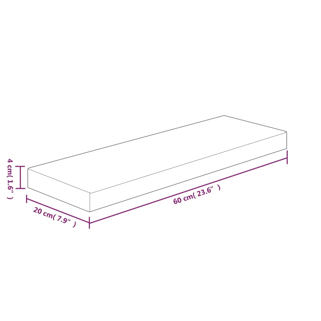 Hylleplate 60x20x4 cm ubehandlet heltre eik