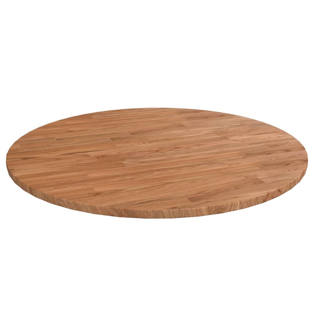 Rund bordplate lysebrun Ø80x1,5 cm behandlet heltre eik