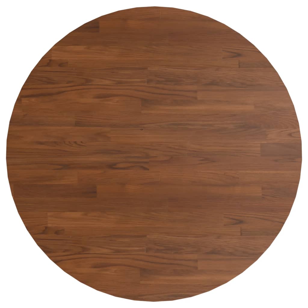 Rund bordplate mørkebrun Ø80x1,5 cm behandlet heltre eik