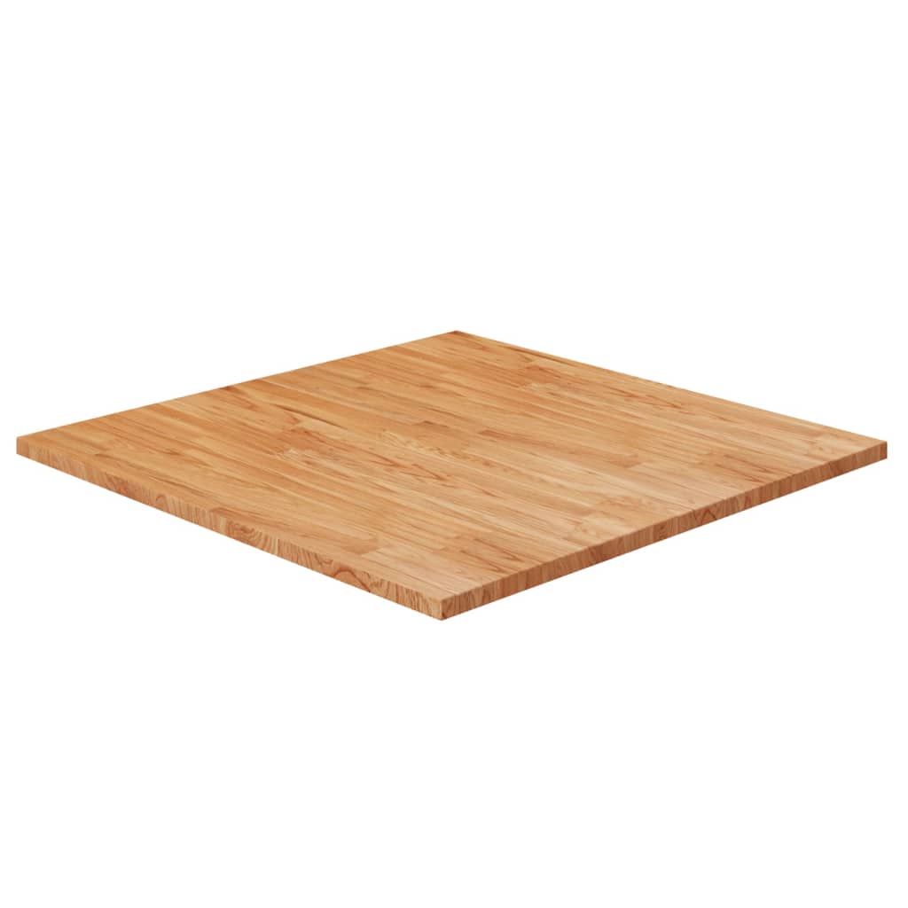 Firkantet bordplate lysebrun 80x80x2,5 cm behandlet heltre eik