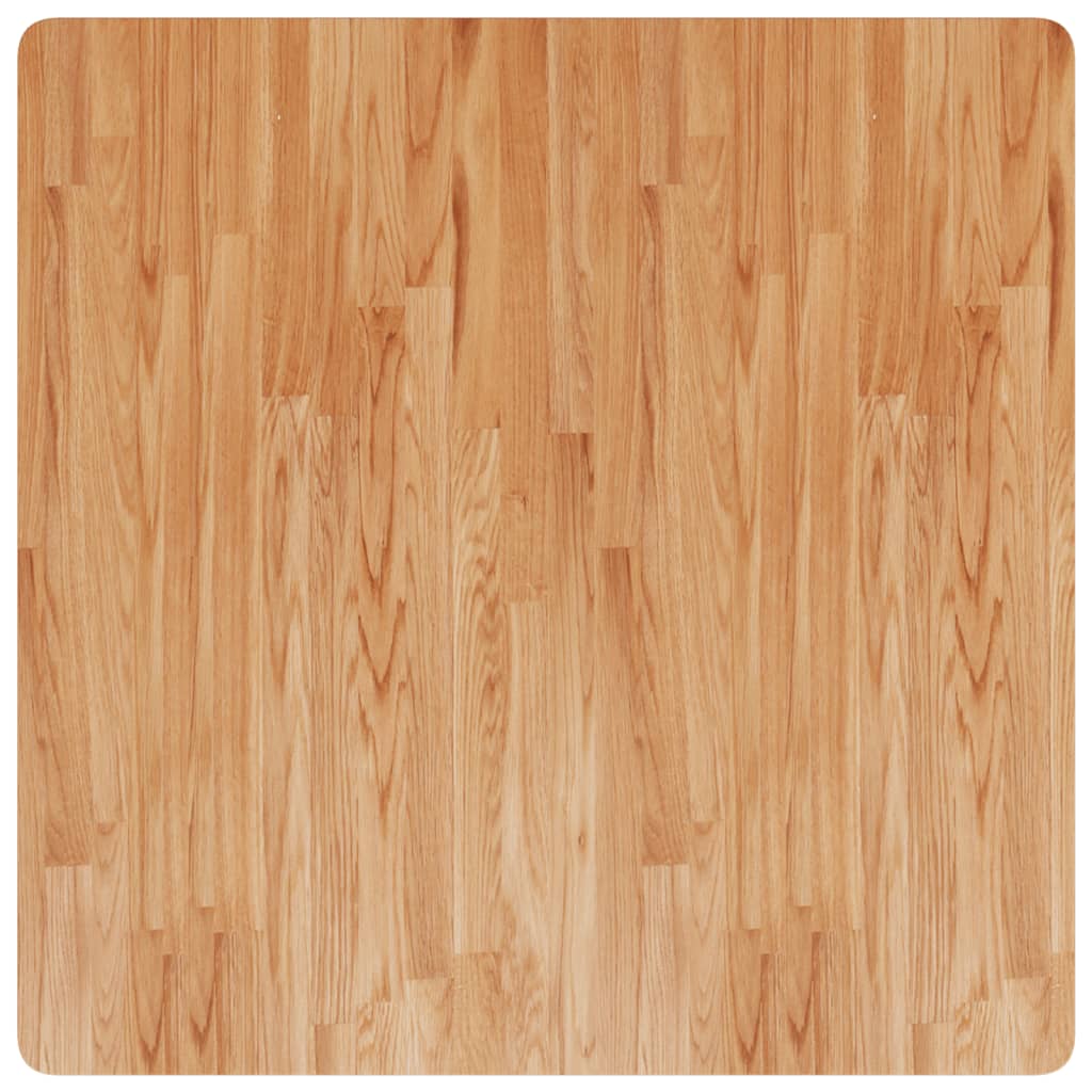 Firkantet bordplate lysebrun 90x90x2,5 cm behandlet heltre eik vidaXL