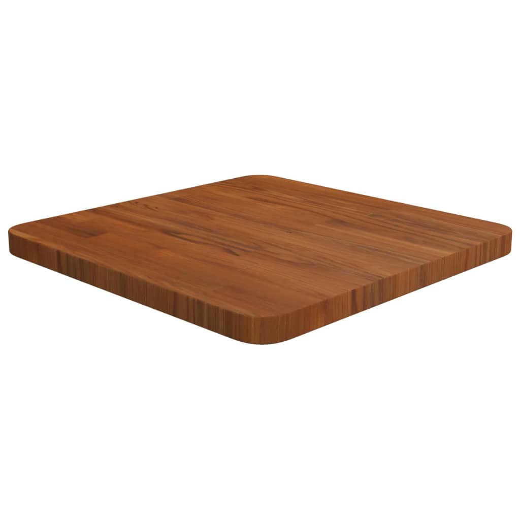 Firkantet bordplate mørkebrun 40x40x2,5 cm behandlet heltre eik