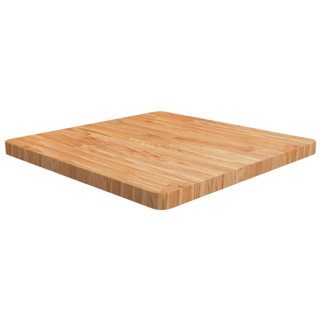 Firkantet bordplate lysebrun 70x70x4 cm behandlet heltre eik