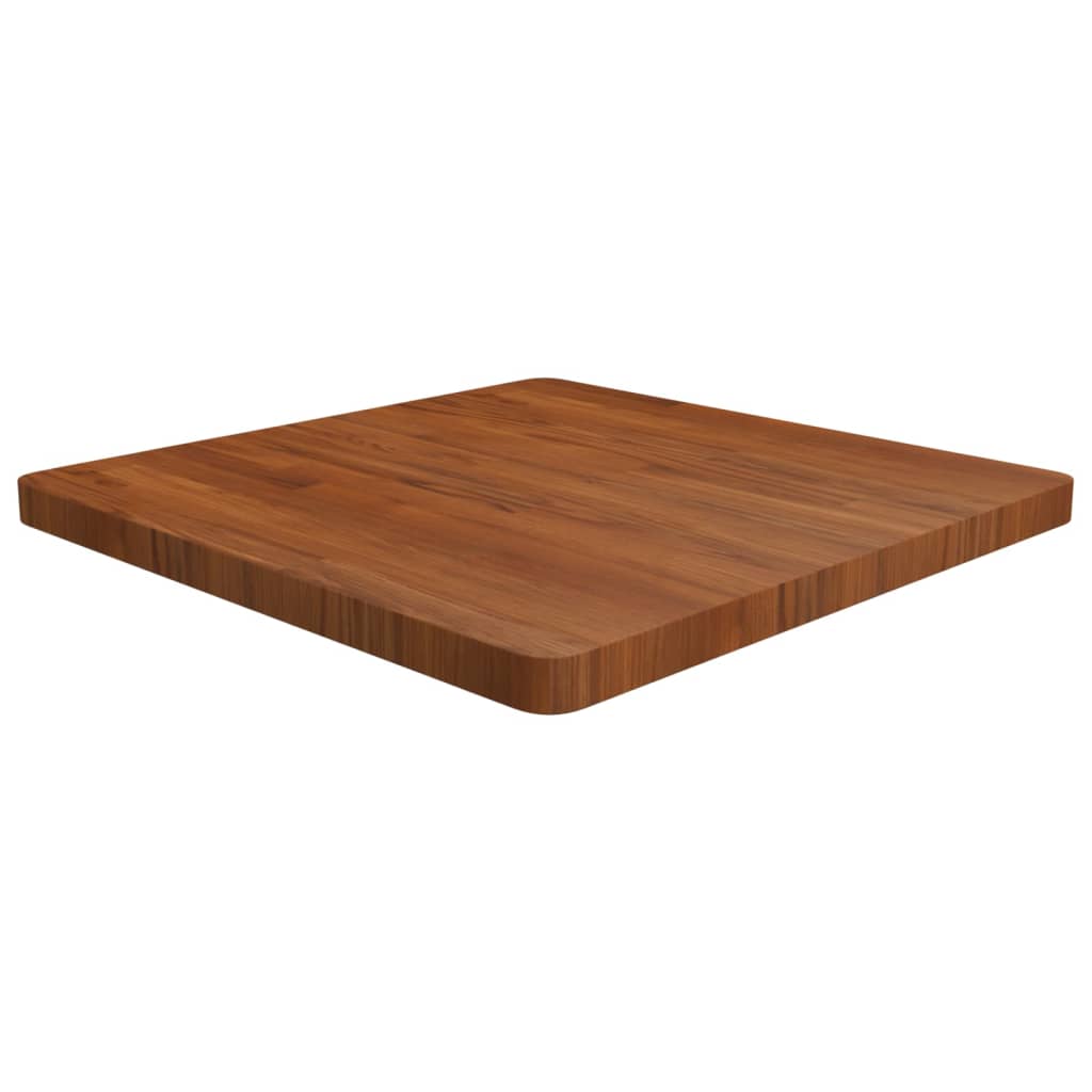 Firkantet bordplate mørkebrun 70x70x4 cm behandlet heltre eik