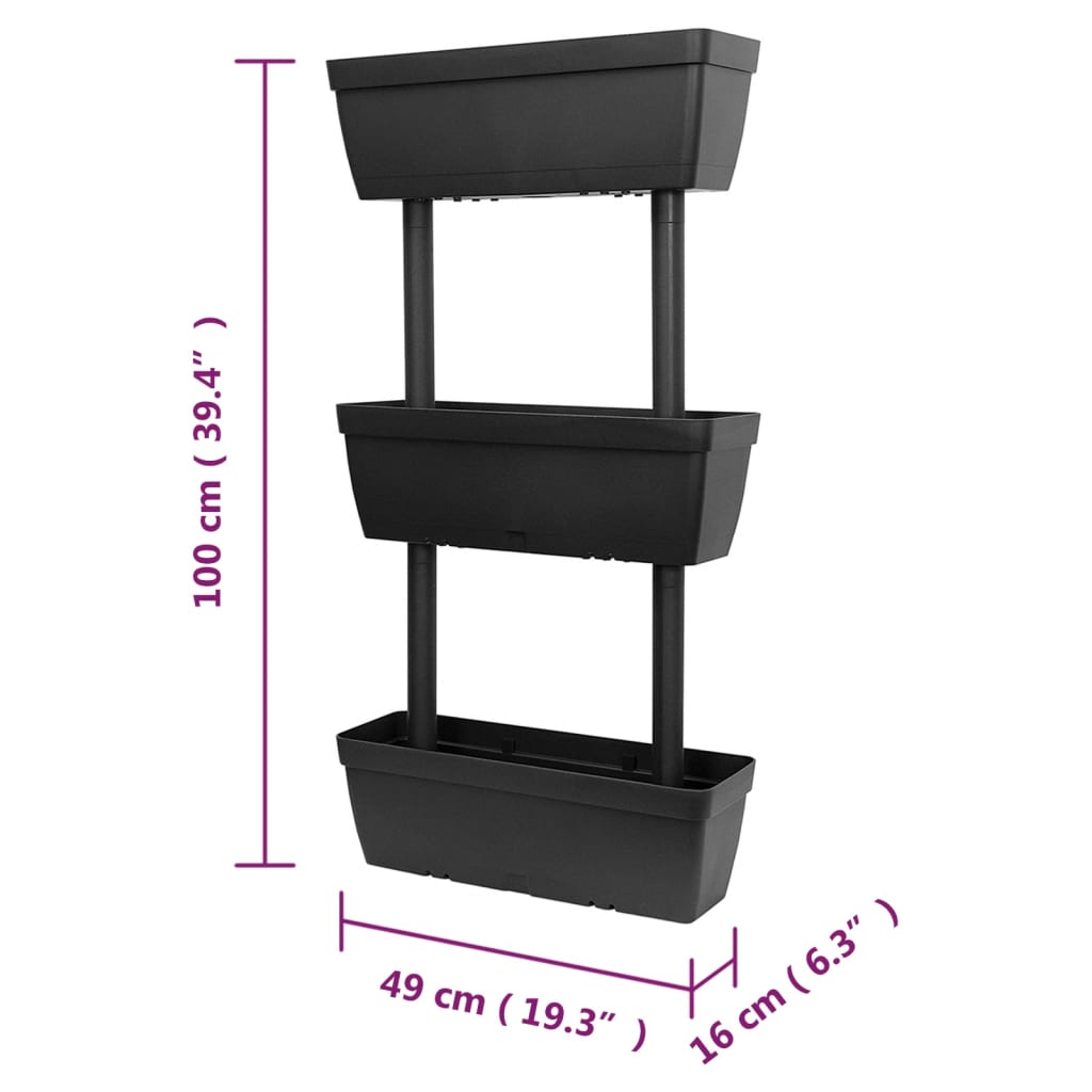 Plantekasser 6 stk 100 cm antrasitt