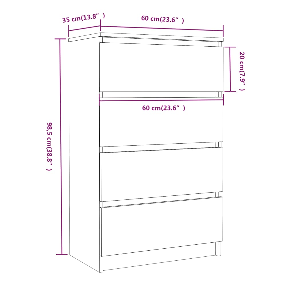 Skjenk røkt eik 60x35x98,5 cm konstruert tre