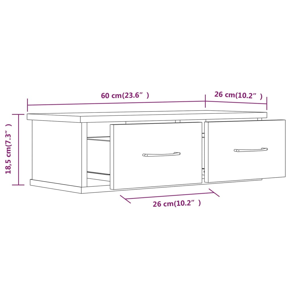 TV-benk røkt eik 60x26x18,5 cm konstruert tre