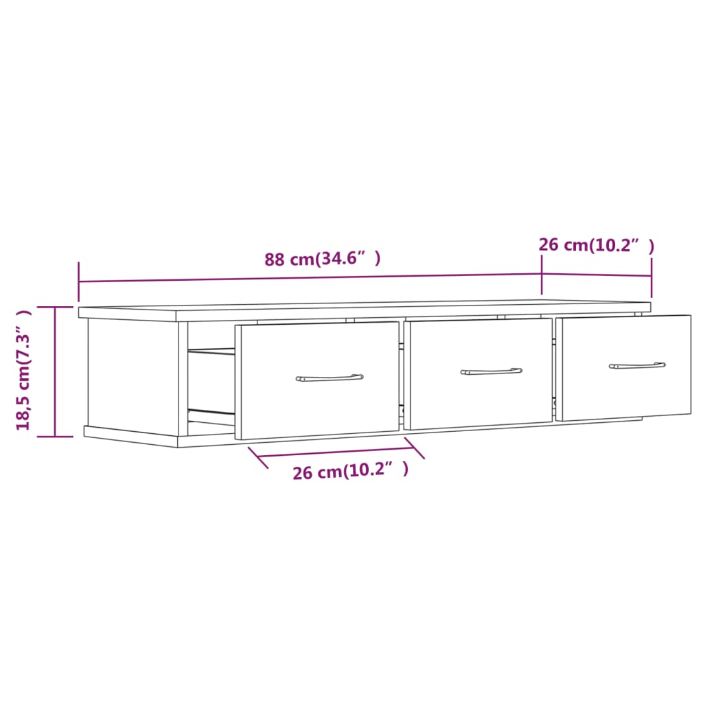 TV-benk brun eik 88x26x18,5 cm konstruert tre