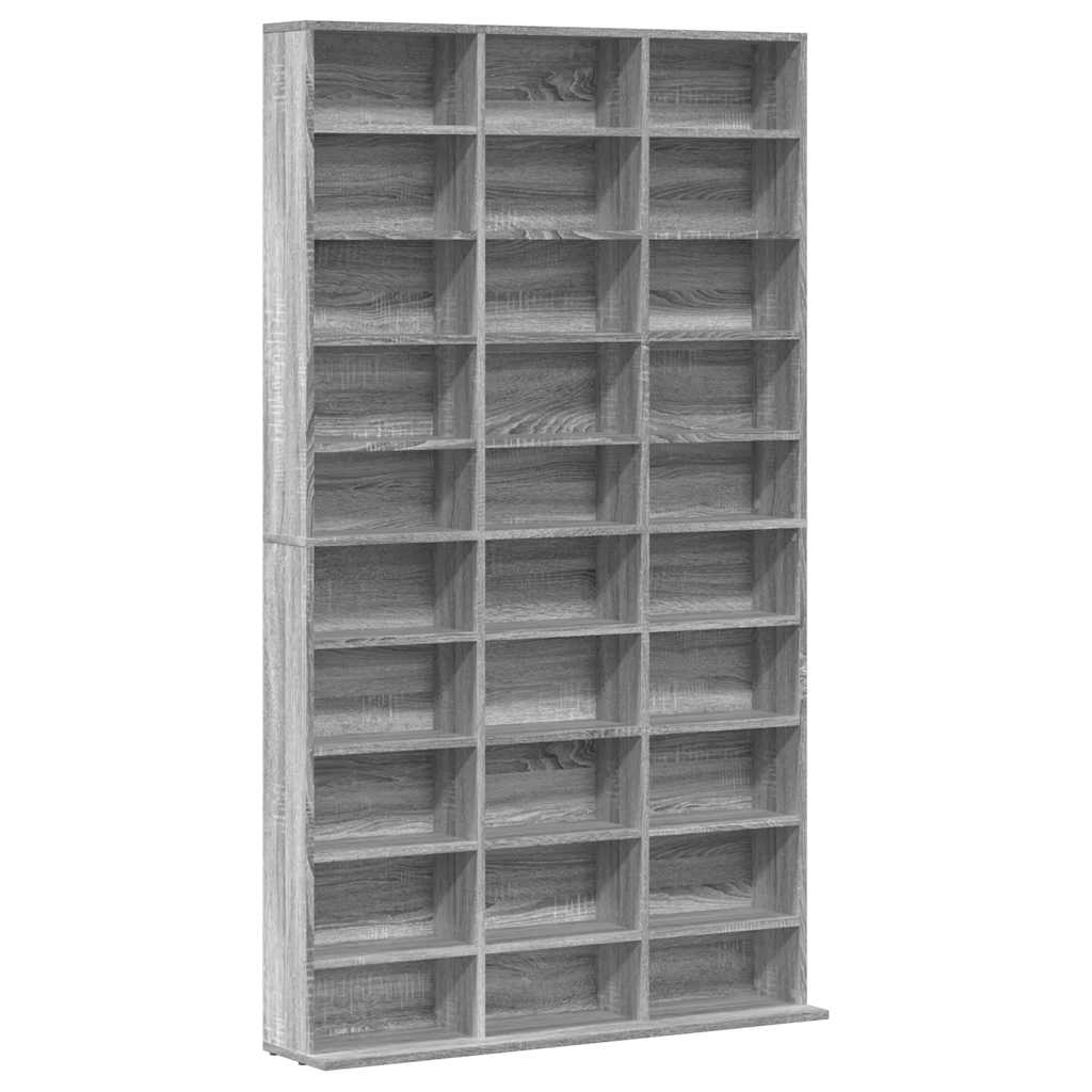 CD-skap grå sonoma 102x23x177,5 cm konstruert tre