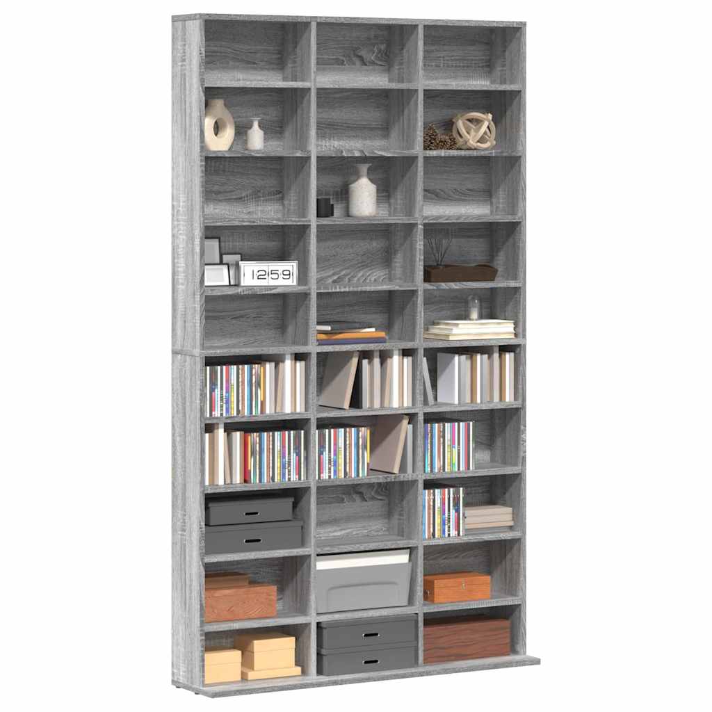CD-skap grå sonoma 102x23x177,5 cm konstruert tre
