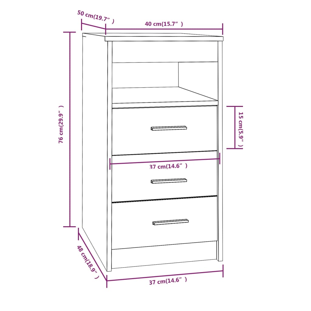 Kommode røkt eik 40x50x76 cm konstruert tre
