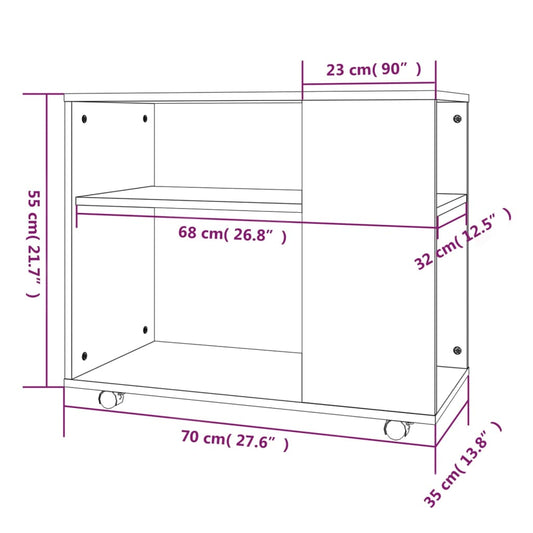 Sidebord røkt eik 70x35x55 cm konstruert tre